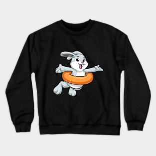 Rabbit at Swimming with Swimming ring Crewneck Sweatshirt